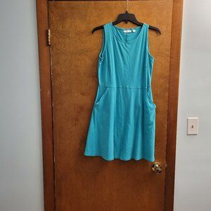 Turquoise fit and flare dress with pockets